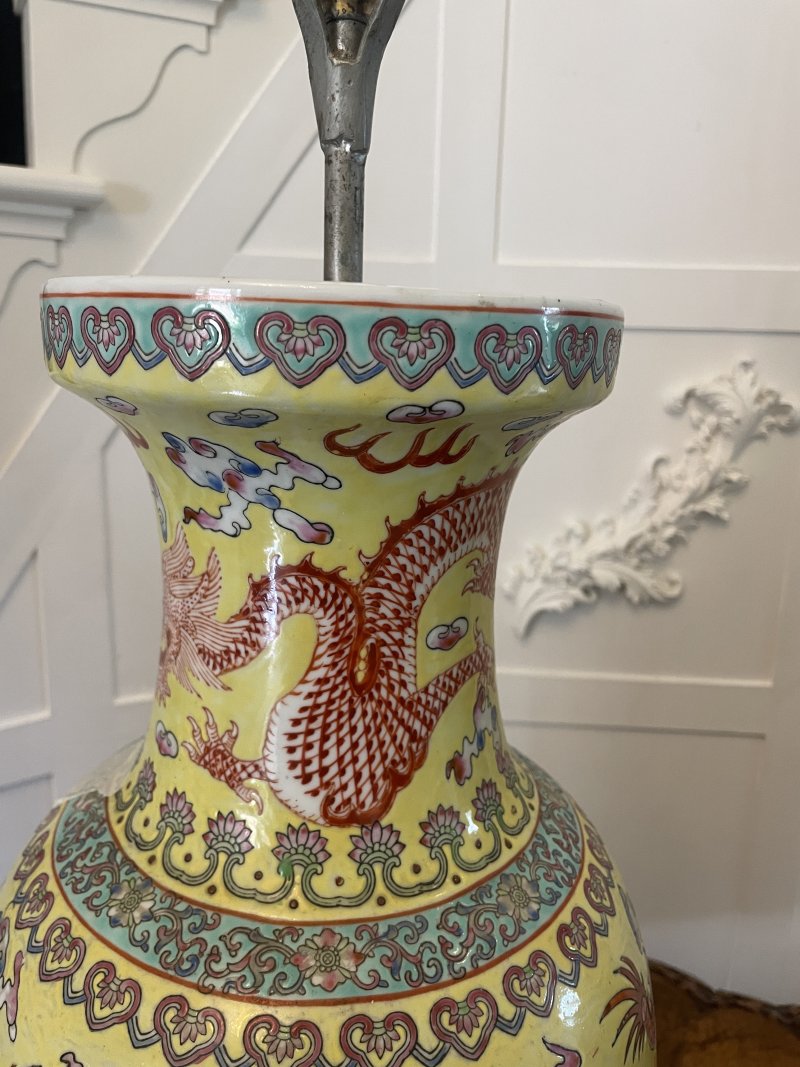 Large Pair of Antique 19th Century Chinese Porcelain Vase Lamps 105 x 24 cm - Image 14